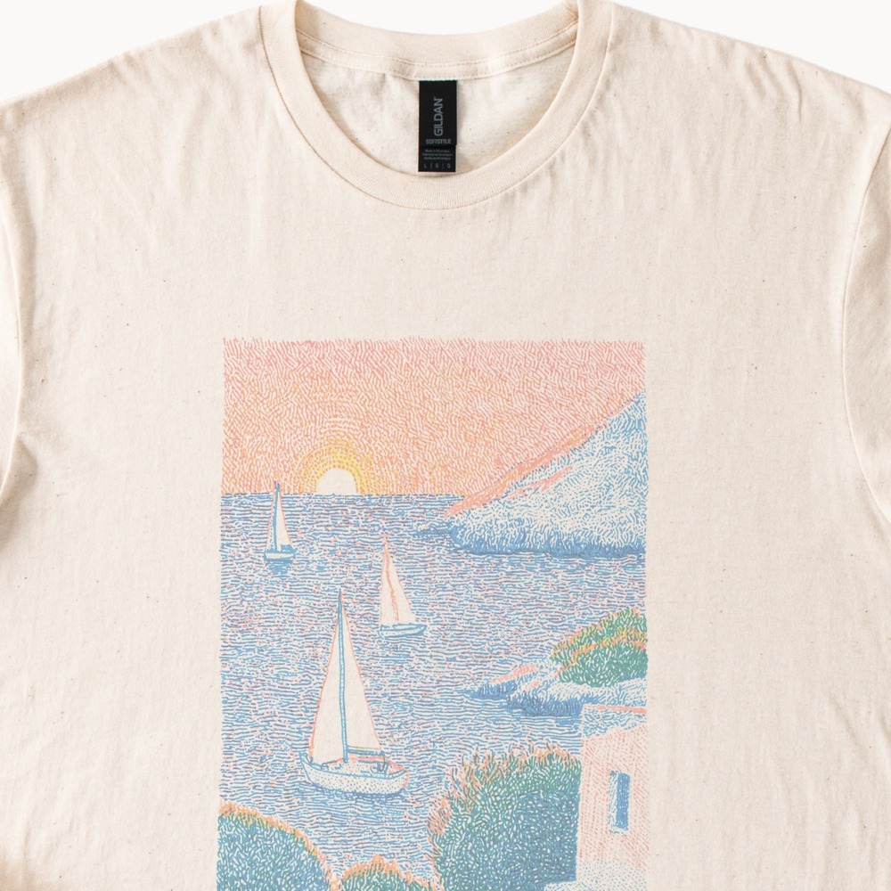 Boho Tee Nature Inspired Sailboat Sunset